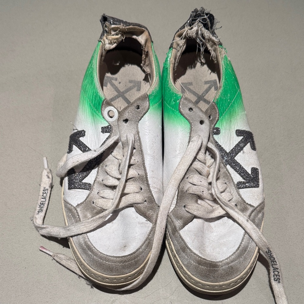Offe-white Virgil abloh green spray white sneakers 38